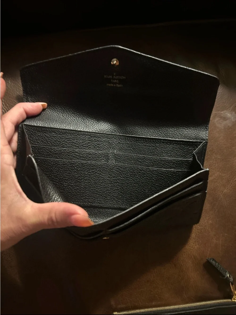 Louis Vuitton Black Monogram Embossed Wallet and Zip Pouch Set